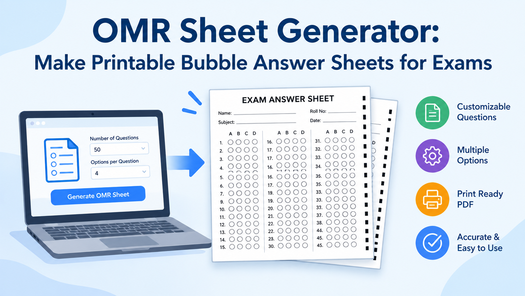 OMR Sheet Generator: Make Printable Bubble Answer Sheets for Exams
